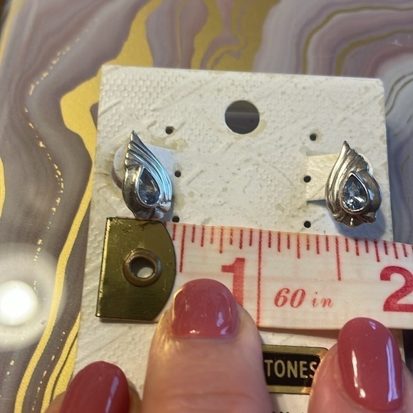 NWT Sterling Silver Earrings with Blue Topaz - Picture 6 of 6